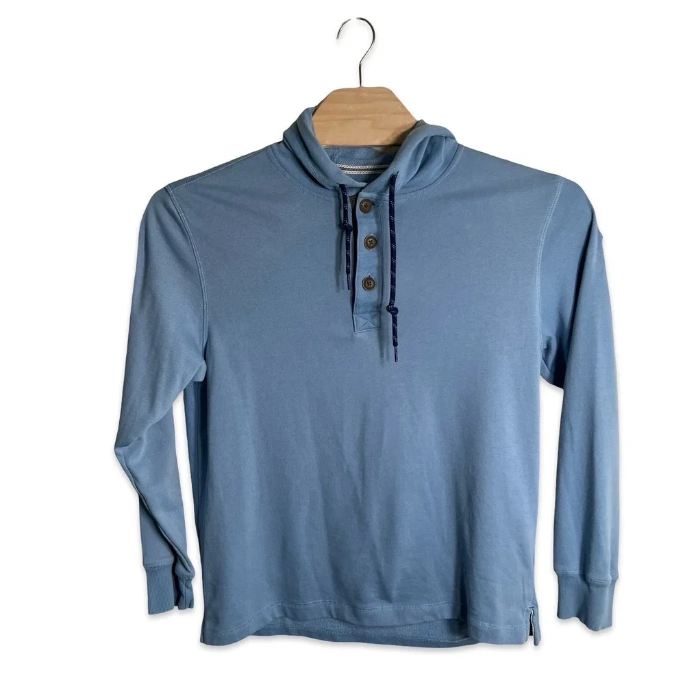 Hawke & Co Outfitter Mens Blue Henley Hoodie Long Sleeve Shirt HSW2871 L